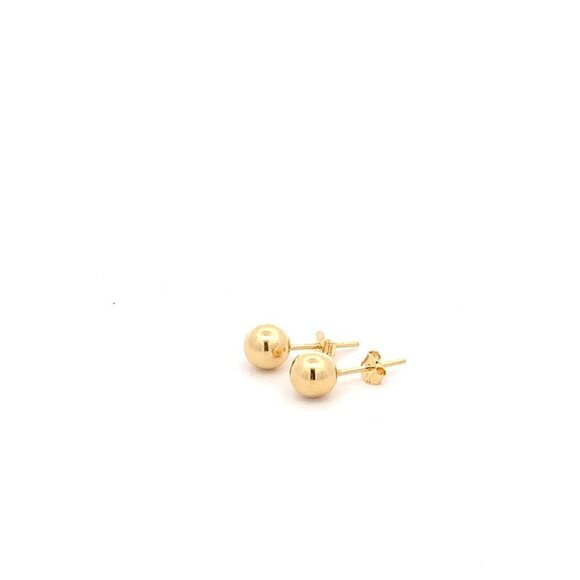 18K Yellow Gold Earrings Stud Balls Polished 0.88 grams - Picture 5 of 12
